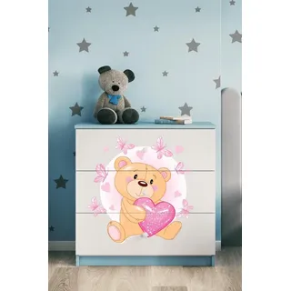 Kinderkommode mit Schubladen Teddybär Schmetterlinge in der Farbe Blau Babydreams - Blau
