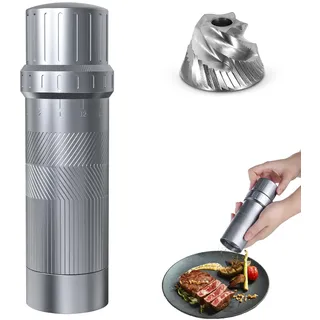 Luvan Professional Grade Pfeffermühle, Externe Einstellbare Grobheit manuelle Pfeffermühle Mühle, Heavy Duty Aluminium Grobe Pfeffermühlen Nachfüllbar, Gewürzmühle mit Edelstahl Grate (Grau)