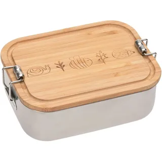 Lässig Lunchbox "Garden Explorer" mit Holzdeckel, silberfarben, holzfarben