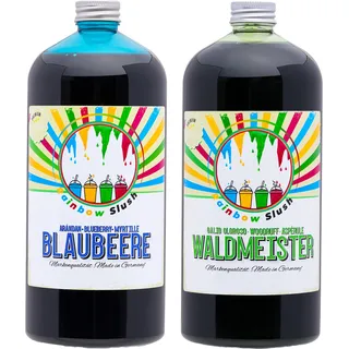 Rainbow Slush Sirup AZO FREI | 2x1 Liter Flasche | 1xWaldmeister/1xBlaubeere