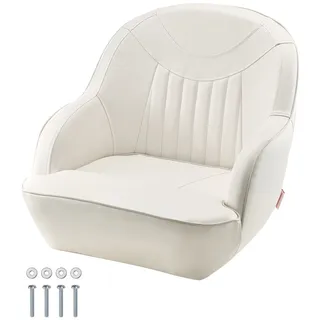 Vevor Bootssitz Bootsstuhl mit niedriger Rückenlehne hochklappbarer Fischerbootsitz mit verdicktem Schwammkissen & PVC-Leder & ergonomischem Design Bootssitz für Fischerboote Yachten Schiffe weiß