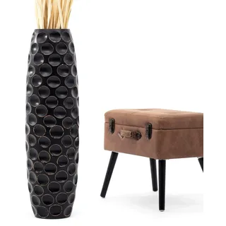 Leewadee Große Bodenvase 85 cm Mangoholz für Pampasgras & Trockenblumen