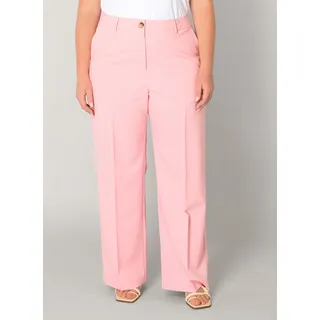 Bundfaltenhose BASE LEVEL CURVY "Yunia", Damen, Gr. 54/56, Länge 32, rosa (soft pink), Web, Obermaterial: 80% Polyester, 16% Viskose, 4% Elasthan, unifarben, normal lang, Hosen Bundfaltenhose, mit Viskose und Stretch