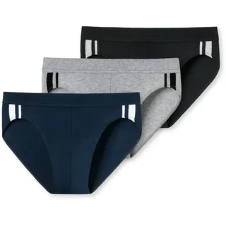 SCHIESSER Herren Slips im Pack - Rio Slip 95/5, Vorteilspack, Cotton Stretch, Seitenstreifen Schwarz/Grau/Dunkelblau 4XL Pack