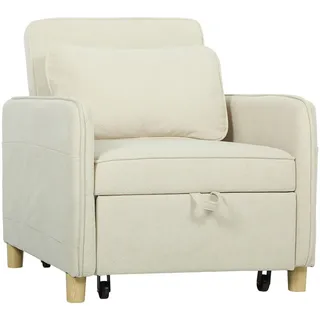 Homcom Schlafsessel Polyester Beige , Textil , Eukalyptusholz , Füllung: Schaumstoff,Schaumstoff , 74x82x85.5 cm , Wohnzimmer, Sofas & Couches, Schlafsofas, Schlafsessel