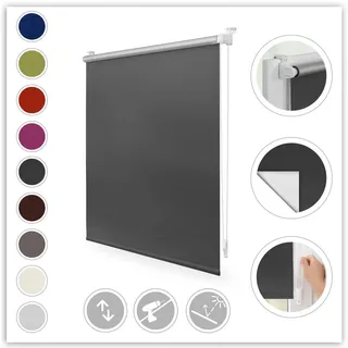 Seitenzugrollo LICHTBLICK ORIGINAL "Klemmfix Hitzeschutz" Gr. 11, grau (anthrazit, weiß), B:70cm H:150cm, Polyester, Rollos, Seitenzugrollo, mit Thermobeschichtung, Topseller