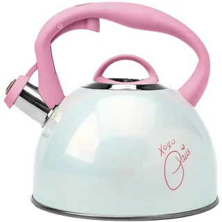 Paris Hilton – Edelstahl Teekanne mit Paris Signatur 2L mit Cool-Touch-Griff und Pfeif-Ausgießer – Schnelles Erhitzen für perfekten Teegenuss, Rosa