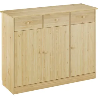 90.50-25 Highboard Kommode Anrichte Kiefer Sideboard natur 3 Schubladen, 3 Türen - Naturbelassen