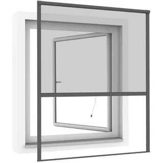 Windhager Insektenschutz Rollofenster zum Einhängen, Insektenschutz-Rollo, Fensterrollo als Mückenschutz, Fliegengitter, Selbstbausatz 130 x 160cm, anthrazit