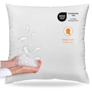 sleepling Daunenkissen Federkissen 80x80 cm, Kopfkissen, 100% Daunen & Federn, Kissen 80 x 80 cm, Bezug 100% Baumwolle, waschbar, Made in EU, Oeko-Tex