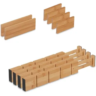 Relaxdays Schubladentrenner 34 bis 44 cm 10-tlg. natur