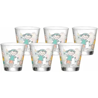 Kinderbecher RITZENHOFF & BREKER "Trinkglas Boys BEST FRIENDS 270 ml 6er Set bunt", bunt, Glas, Trinkgefäße, Kinderbecher