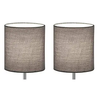 2er Set Lampenschirm E14 klein – Ersatz Lampenschirme grau für Tischlampe, Nachttischlampe, Pendelleuchte, Tischleuchte – Stoff Lampenschirm Ersatzteil rund modern