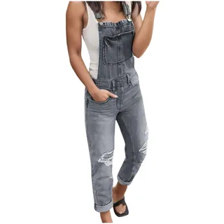 Didadihu Jeans Latzhose Damen Baggy & Loose Fit | Verstellbarer Denim Overall für Casual und Freizeit | Bequemer Jumpsuit mit Weitem Bein