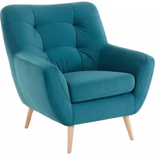 exxpo - sofa fashion Sessel Scandi Mikrofaser 87 x 92 x 92 cm Blau/Türkis