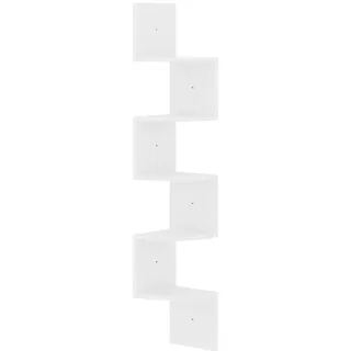 vidaXL Wand-Eckregal Hochglanz-Weiss 19/19/123 Cm Holzwerkstoff , Weiß , 19x123x19 cm , Wohnzimmer, Regale, Wandregale