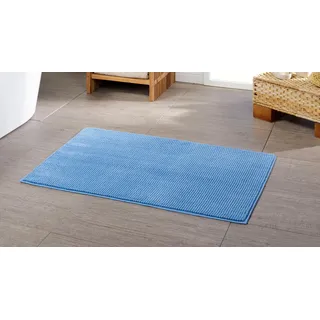 Gözze Badematte »Chenille« Höhe 15 mm rutschhemmend beschichtet fußbodenheizungsgeeignet Badteppich, Uni Farben, besonders weich durch Microfaser, waschbar, blau