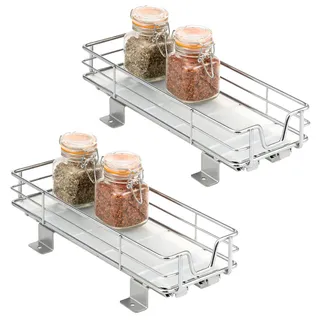 bremermann Teleskop-Gewürzregal 2er Set, ausziehbar, Metall, Chrom , Silberfarben , 11.5x8x29 cm , Küchenzubehör
