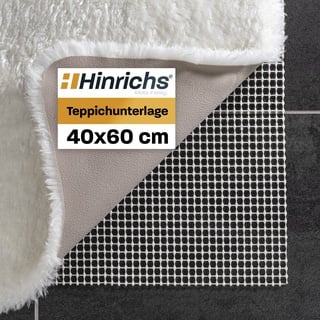 Hinrichs Antirutschmatte für Teppich 40x60cm - Zuschneidbare Teppich Unterlage rutschfest - Antirutschmatte Teppich - Rutschstopp Teppich - Anti Rutsch Teppichunterlage inklusive 12 Filzgleiter