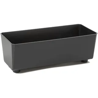 Lamela Rechteckiger Pflanzkasten mit eleganten Füßen – Schwarzer Blumenkübel aus robustem Kunststoff 37x17 cm, 6L – Wetterfest & Pflegeleicht - für Innen & Außen, Schwarz