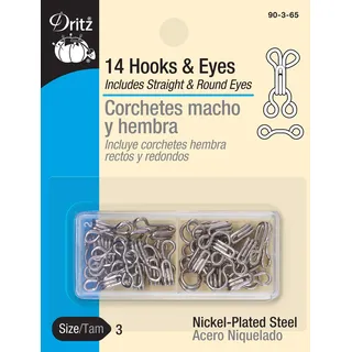 Dritz Hooks & Eyes, 14 pc, Nickel Haken und Ösen, Size 3