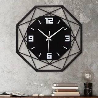 VIVILINEN Wanduhr Ohne Tickgeräusche Wanduhr aus Schmiedeeisen MDF Modern Quarz Batteriebetriebene Uhr Lautlos für Wohnzimmer Schlafzimmer 30x30cm 12 Zoll