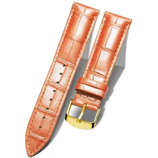 BINLUN Leder-Uhrenarmband 10mm-24mm Krokodilmuster Schnellverschluss Ersatz Kalbsleder Armbänder für Smartwatch Herren & Damen 13 Größen Silber/Gold/Roségold Schnalle (Gold Schnalle,orange,22mm)