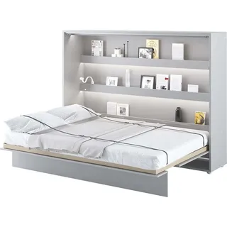 Furniture24 Schrankbett Bed Concept, Wandklappbett mit Lattenrost, V-Bett, Wandbett Bettschrank Schrank mit integriertem Klappbett Funktionsbett BC-04, 140 x 200 cm, Grau/Grau, Horizontal - Grau