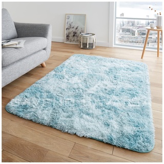 GC GAVENO CAVAILIA Area Rugs Wohnzimmerteppich, Bodenteppich, extra weich, rutschfest, weich, flauschig, klein, zottelige Teppiche für Wohnzimmer, Enteneiblau, 60 x 110 cm