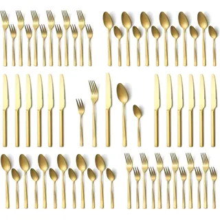 Besteckset 60-teilig Gold matt für 12 Personen Edelstahl Spülmaschinenfest - Gold