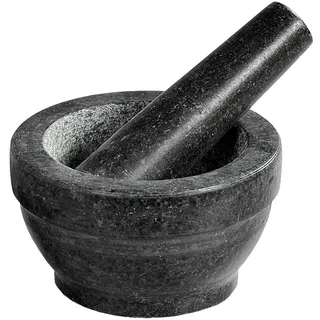 Kesper | Mörser mit Schlegel, Material: Granit, Maße: Ø 16 cm, H: 8,5 cm, Farbe: Dunkelgrau | 71501