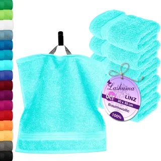 Lashuma Handtücher Set Türkis, Gästehandtücher 30x30, 6X Seiftücher Frottee Linz