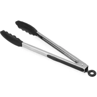 HENDI Servierzange, Geschirrspülmaschinengeeignet, mit hitzebeständigen Silikonzangen, Soft-Grip Griffe mit Verschluss, Küchenzange, Lebensmittel Zange, Grillzange, Kochzange, 345mm, Edelstahl 18/0