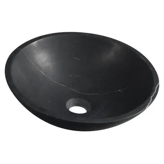 BLOK Stein-Waschbecken zum Aufsetzen, Durch. 40cm, Marquin schwarz, matt - Schwarz