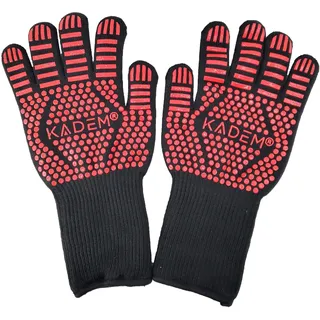 Unisex Ofenhandschuhe Grillhandschuhe Hitzebeständig bis 800 °C | feuerfest rutschfest | Hitzeschutz | klassisch rot L/XL