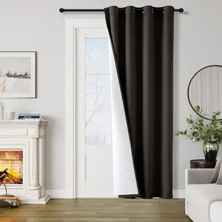 MIULEE Thermovorhang Kälteschutz mit Gestepptem Futter, Schwarz Doppellagige Thermo Vorhang Gegen Kälte Haustür Tür Innen Winter Kälteschutzvorhang, Blickdicht Türvorhang Kälteschutz Wärmevorhang