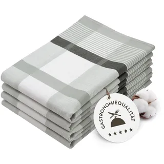 ZOLLNER 4er Set Geschirrtücher Baumwolle in 50x70 cm - saugstarke und robuste Küchentücher - waschbar bis 60°C – in grau kariert - Gastronomiequalität - Oeko Tex® Zertifiziert