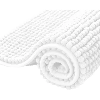 subrtex Badematte rutschfest Badezimmerteppich aus Chenille Saugfähig Badteppich weich Wasserabsorbierende Badvorleger für Badezimmer,Maschinenwaschbar(40 x 60 cm, weiß)