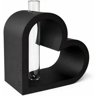 Herz-Vase mit Reagenzglas, Minimalistisches Modernes Design, Geschenk für Hochzeit, Geburtstag, Valentinstag, Weihnachten, Geschenk für Freundin/Freund, Mutter/Vater, Schwester/Bruder (Schwarz)