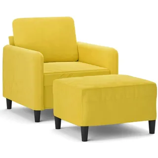 Sessel mit Hocker Gelb 60 cm Samt - Gelb
