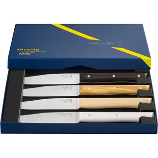 Opinel Facette Mix Ash, Olive, Dark Ash, VittEr Tafelmesser-Set, 4-teilig aus rostfreiem MA5 Stahl, 254649