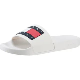 Tommy Jeans Damen Badeschuhe Flag Pool Slide Badelatschen, Weiß