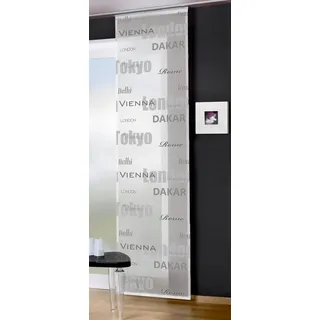 BB-Toy-Trades Schiebevorhang Vorhang Gardine Fensterschal Flächenvorhang Schiebegardine aus Voile Weiss mit Motiv in Capuccino, Grau 60 x 245 cm Städte Tokyo, Dubai