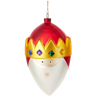 Alessi AMJ13 8 Gaspare Heilig König Caspar Weihnachtskugel, Handdekoriertes Geblasenes Glas, Rot