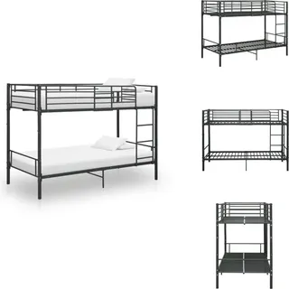 vidaXL Etagenbett Schwarz Metall 90×200 cm - Betten & Bettgestelle - Schwarz
