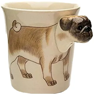 Mops-Hund-e Tasse Tier Tasse-3d mit Hund-emotiv Hunde-kopf-bild