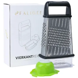 faligee Edelstahl Reibe inkl. Handschutz & Behälter Küchenreibe Gemüsereibe Käsereibe