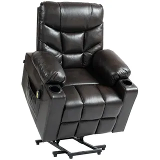 CLP Sessel Andover Kunstleder 84 x 104 x 0 cm Braun elektrisch mit Aufstehhilfe und Getränkehalter