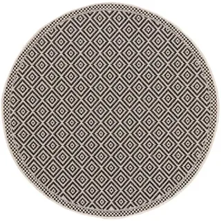 benuta Nest Outdoorteppich rund Cleo Weiß/Schwarz ø 150 cm rund , Textil , Grafikmuster , Rund , 150x150 cm , Oeko-Tex® Standard 100 , wasserabweisend , Teppiche und Böden, Teppiche, Outdoorteppiche