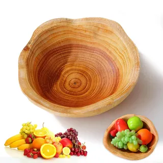 LIULINY Obstschale Holz Handgefertigt, 15-19cm Natürliche Holzschale Deko | Unregelmäßiger Form Stilvolle Obstschale aus Naturholz Holzschale aus Natur Holz, für Küchentheke und Tischdekoration